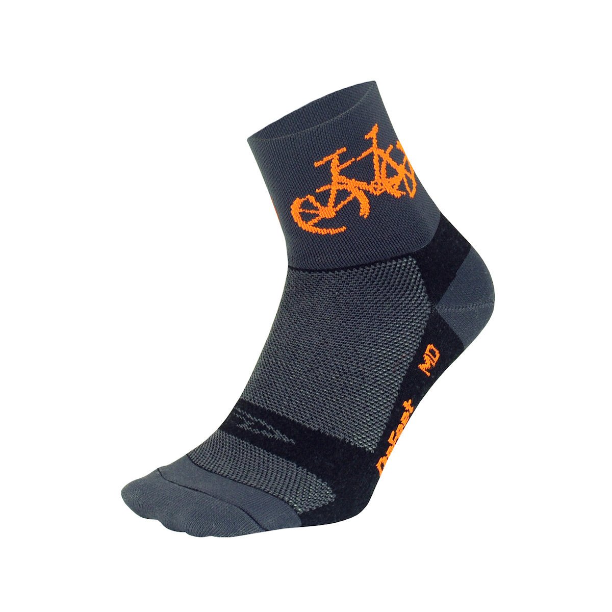 DeFeet Aireator 3" Townee (Graphite/Neon Orange) Socks #athletic# #cycling# #run#