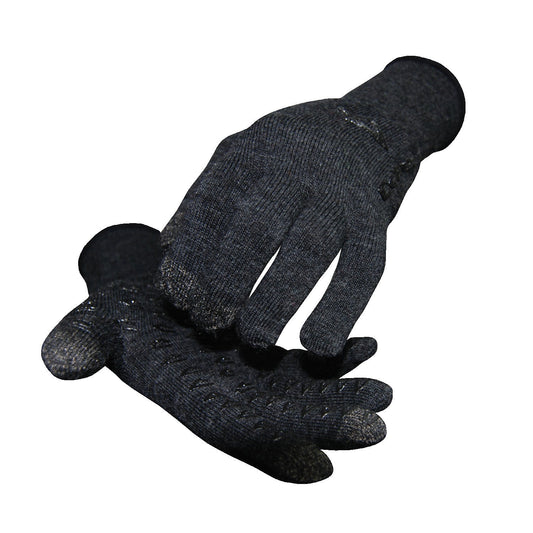 DeFeet Duraglove ET Charcoal Wool w/Black Grippies Gloves #athletic# #cycling# #run#