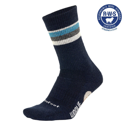 RWS certified Merino wool DeFeet Woolie Boolie 6" Compass Socks in navy blue #athletic# #cycling# #run#
